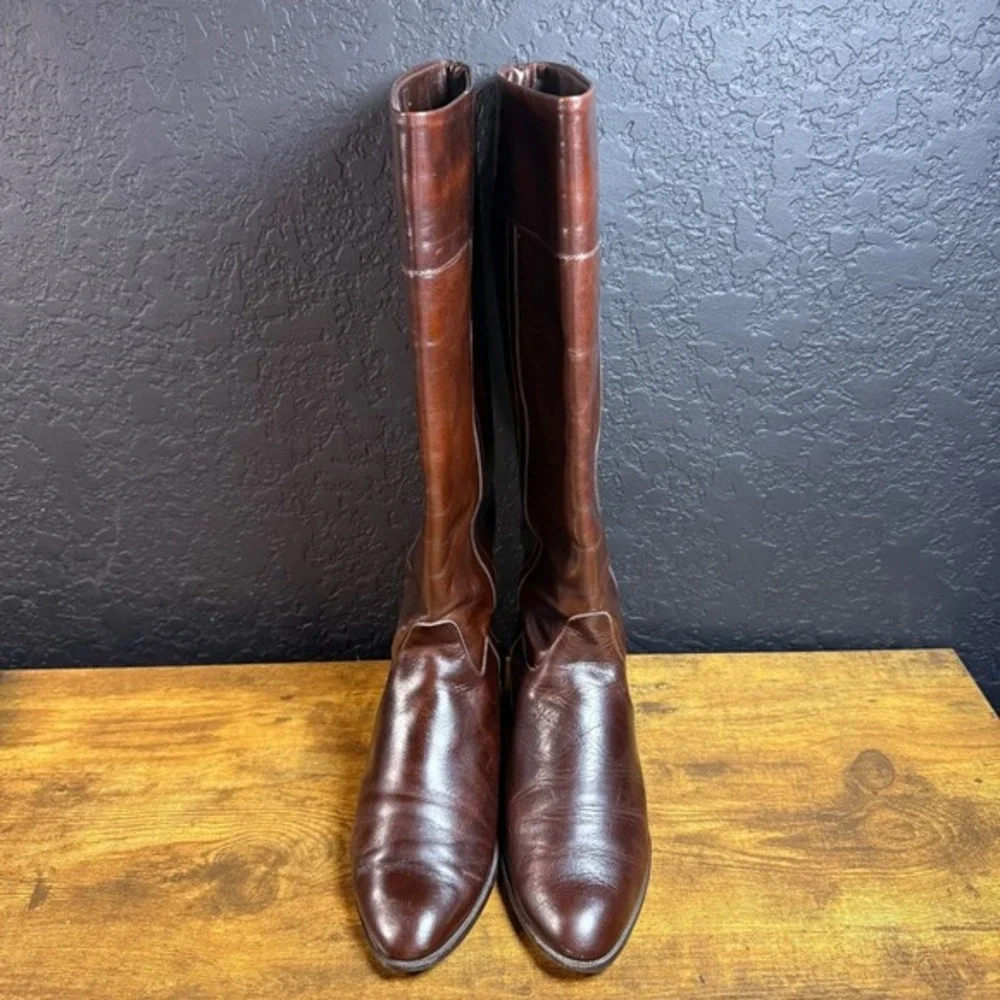 Charles David‎ Vintage Mahogany Brown Italian Leather Riding Boots Women 7B
